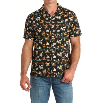 Cinch Funny Farm Camp Shirt Black