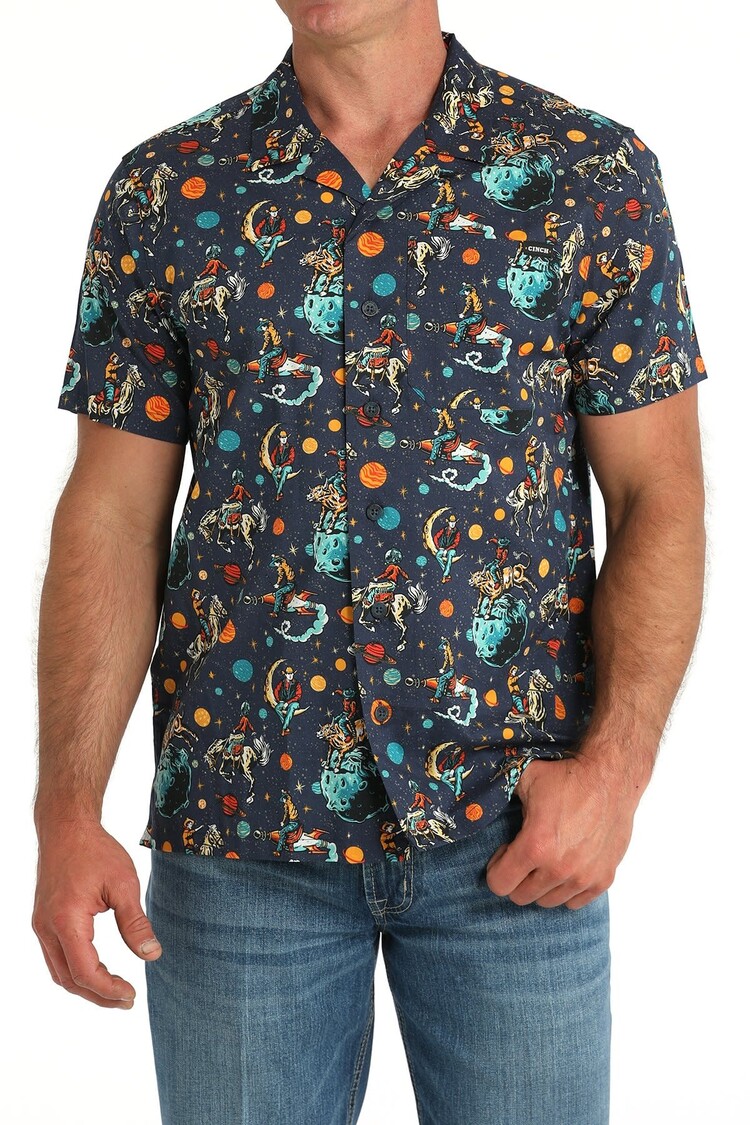 Cinch Space Cowboy Camp Shirt Navy