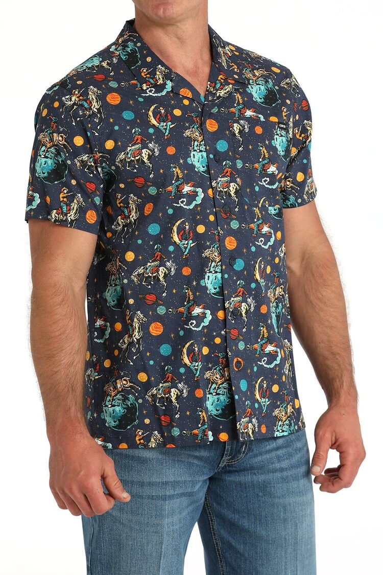 Cinch Space Cowboy Camp Shirt Navy