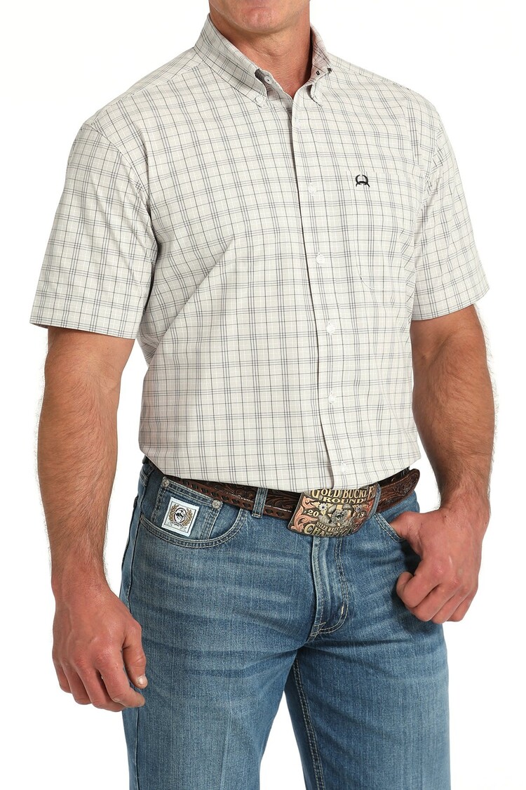 Cinch Arenaflex Plaid Button-Down White