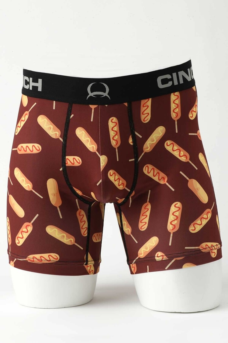 Cinch Corndogs Boxer Briefs 6" Burgundy