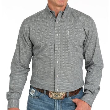 Cinch Modern Fit Geometric Button-Down Grey