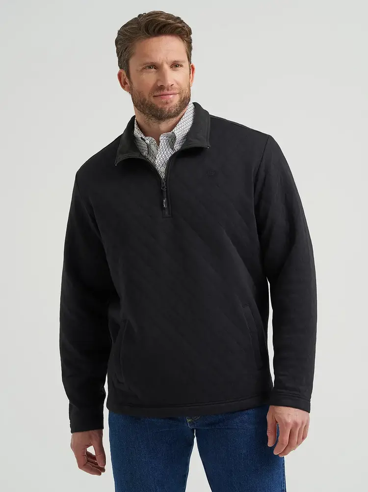 Wrangler George Strait Quarter Zip Quilted Pullover Black
