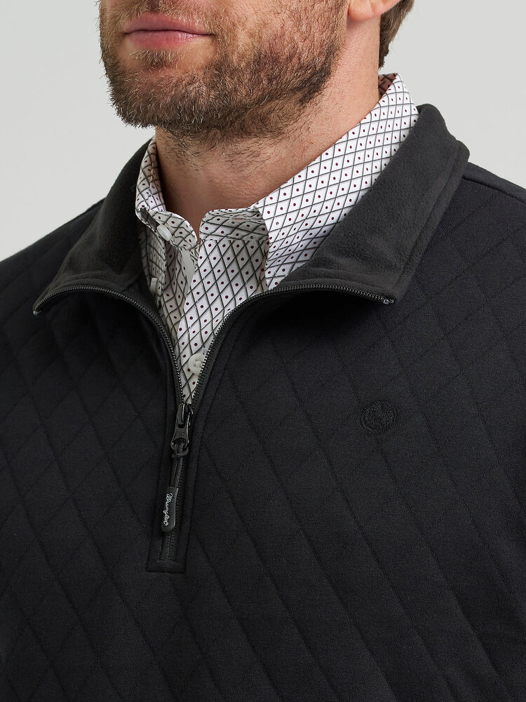 Wrangler George Strait Quarter Zip Quilted Pullover Black