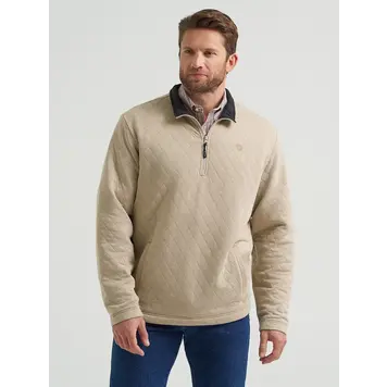 Wrangler George Straight Quarter-Zip Quilted Pullover Tan