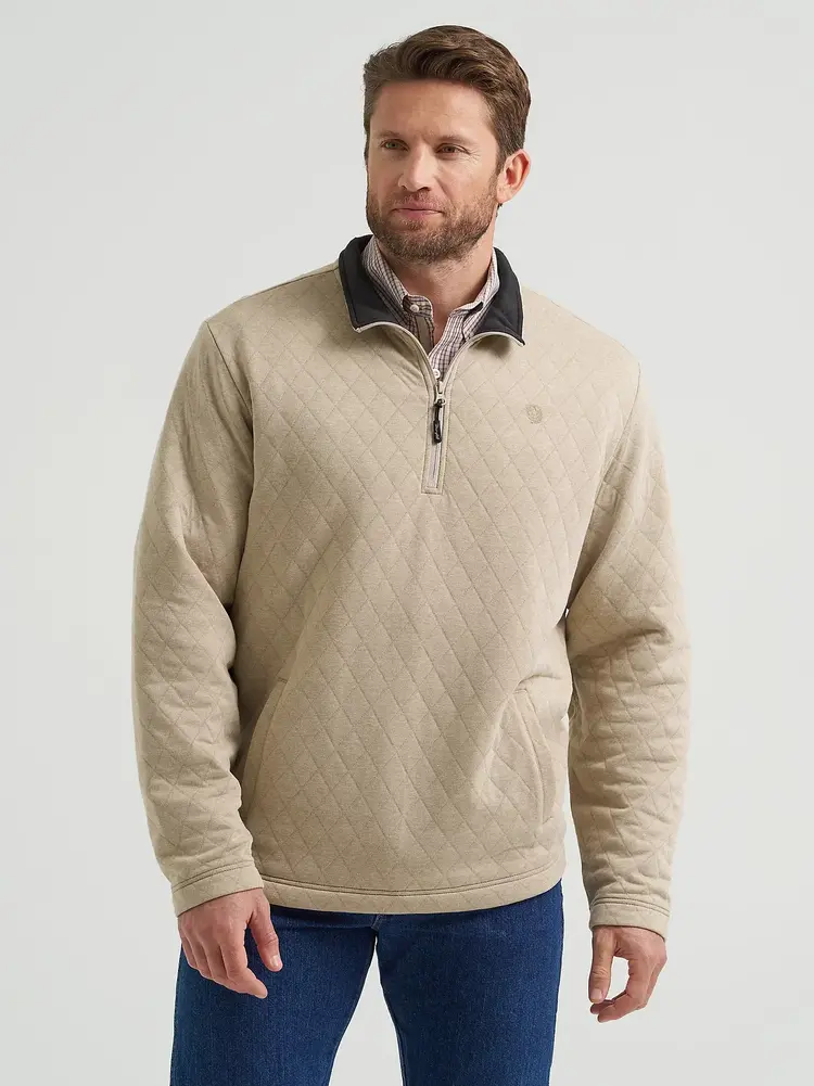 Wrangler George Straight Quarter-Zip Quilted Pullover Tan