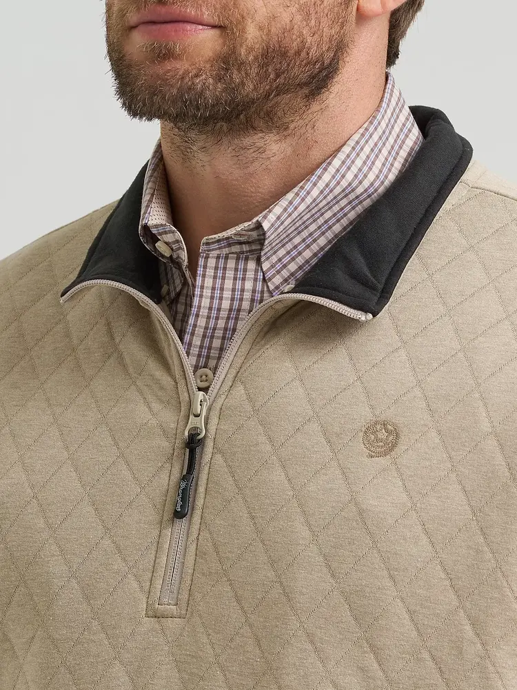 Wrangler George Straight Quarter-Zip Quilted Pullover Tan