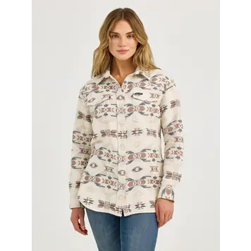 Wrangler Unlined Snap Shacket Cream Aztec