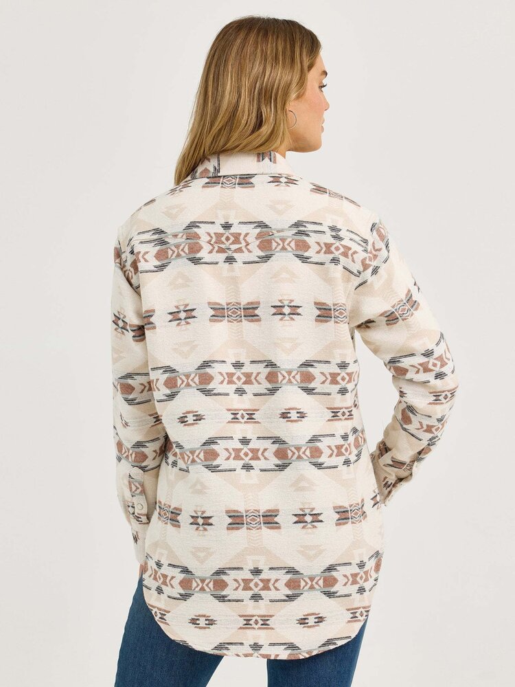 Wrangler Unlined Snap Shacket Cream Aztec