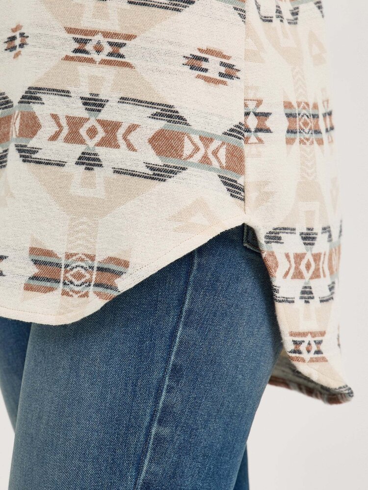 Wrangler Unlined Snap Shacket Cream Aztec