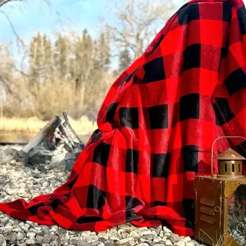 SABE Plaid Red Flannel Fleece Blanket 50 x 60