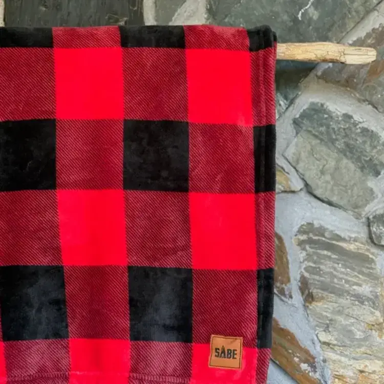 SABE Plaid Red Flannel Fleece Blanket 50 x 60