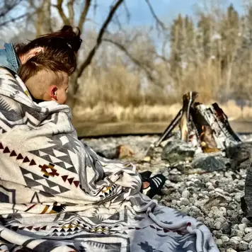 SABE Mayan Tan Flannel Fleece Blanket 50 x 60