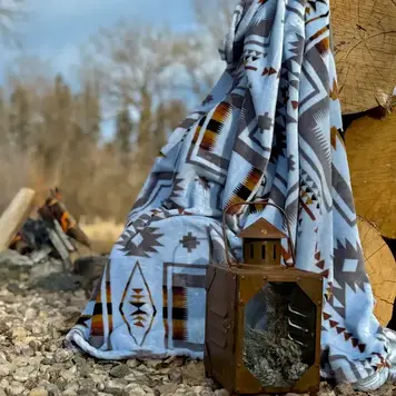 SABE Mayan Grey Flannel Fleece Blanket 50 x 60