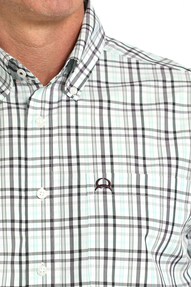 Cinch Arenaflex White Plaid Button-Down