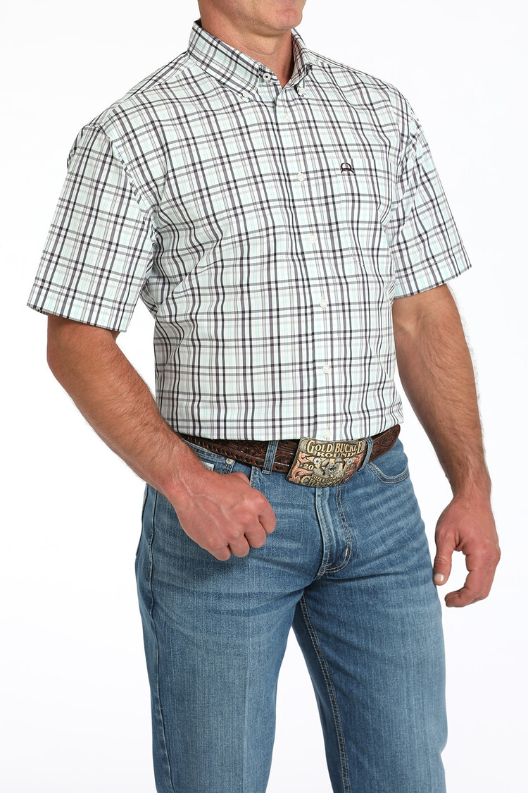 Cinch Arenaflex White Plaid Button-Down