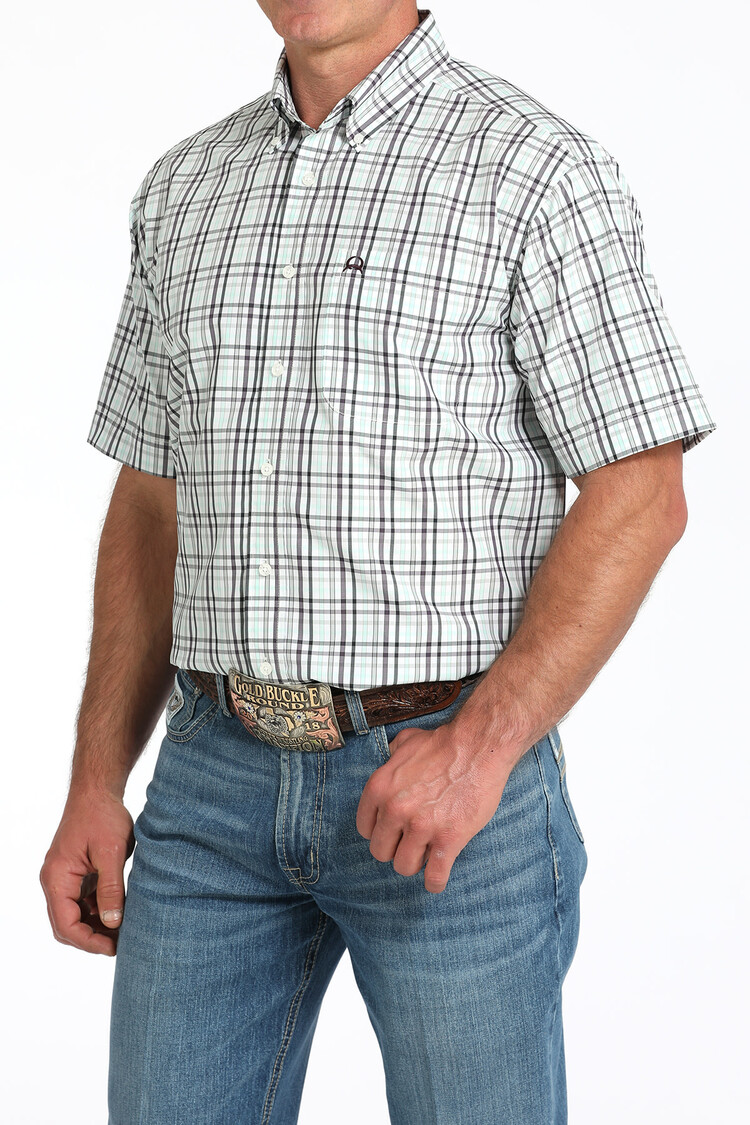 Cinch Arenaflex White Plaid Button-Down
