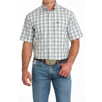 Cinch Arenaflex White Plaid Button-Down
