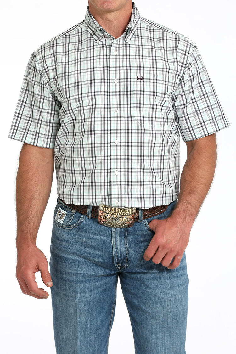 Cinch Arenaflex White Plaid Button-Down
