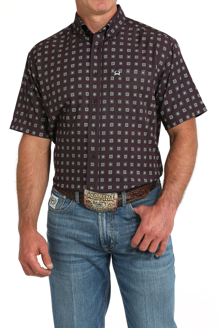 Cinch Arenaflex Purple Print Button-Down