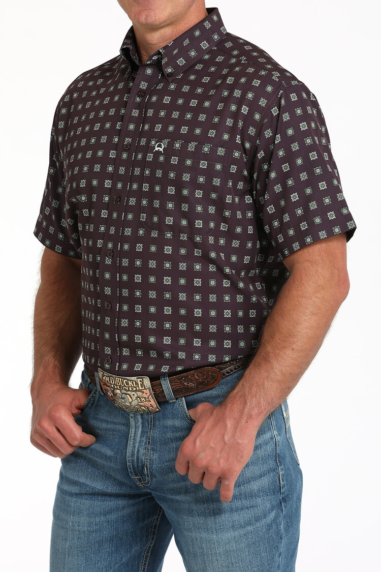 Cinch Arenaflex Purple Print Button-Down