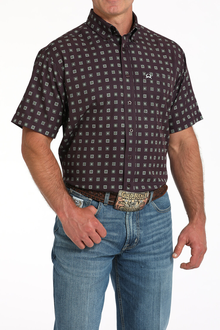 Cinch Arenaflex Purple Print Button-Down