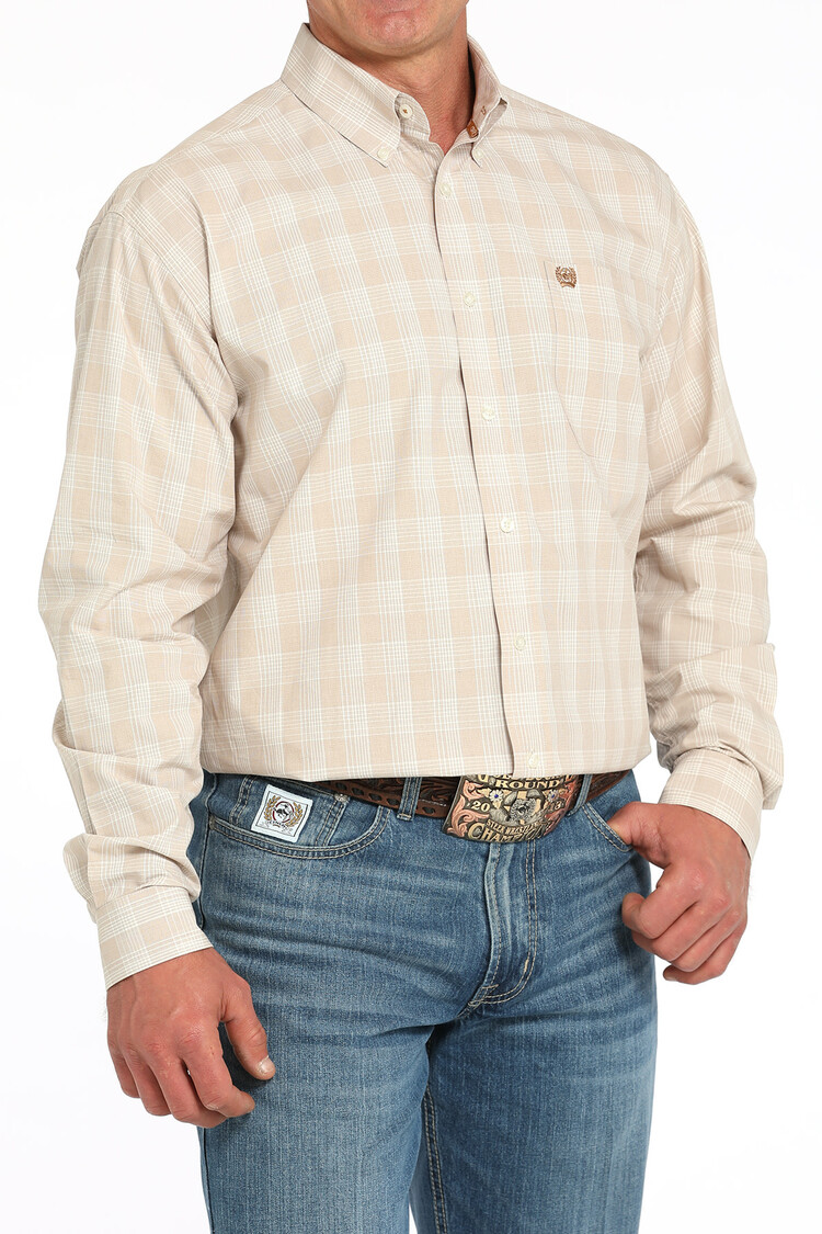 Cinch Plaid Khaki Button-Down