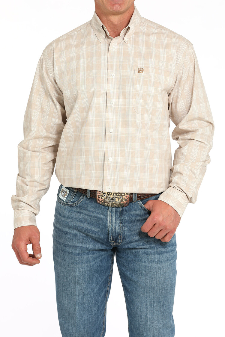 Cinch Plaid Khaki Button-Down