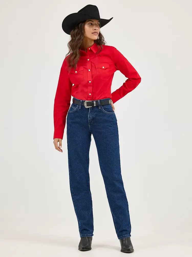 Wrangler Retro Button Down Solid Red