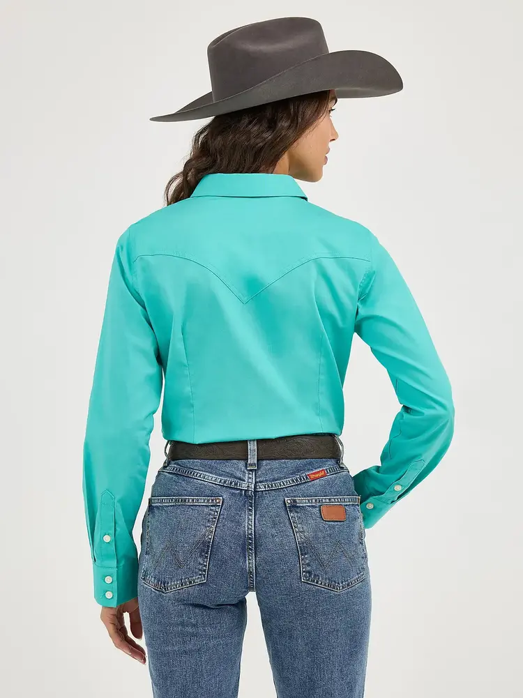 Wrangler Retro Button Down Solid Teal