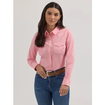 Wrangler Retro Button Down Solid Pink