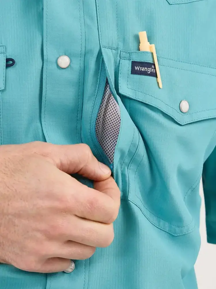 Wrangler Performance Classic Fit Snap Teal