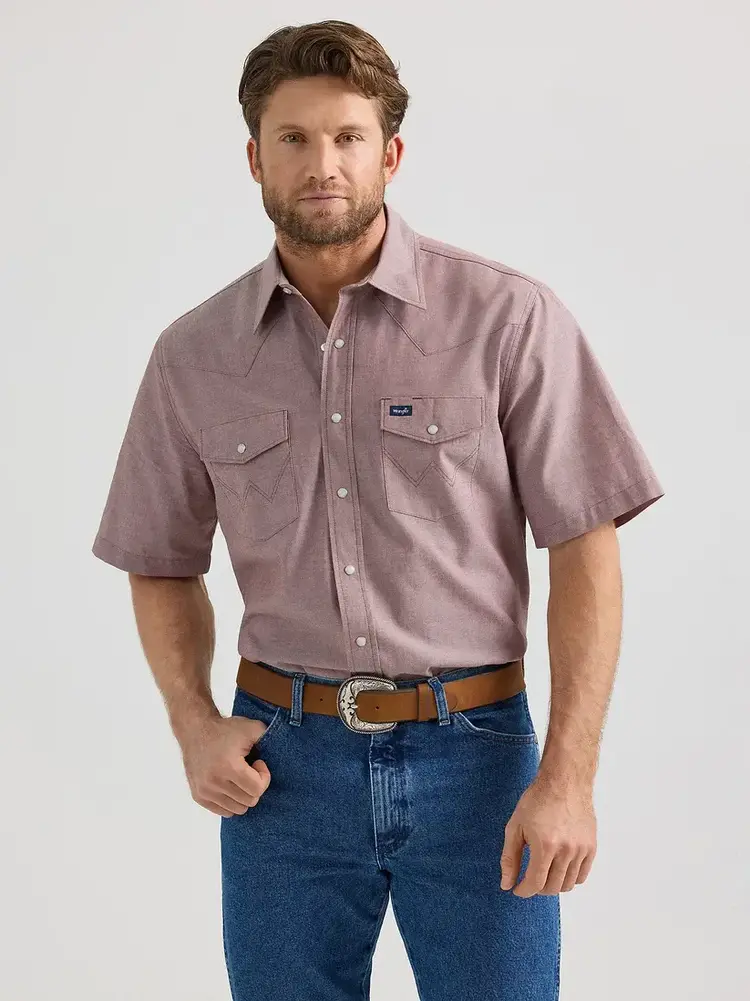 Wrangler Classic Fit Snap Work Shirt Brown