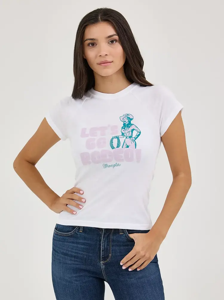Wrangler Lets Go Rodeo Shrunken Slim Tee White
