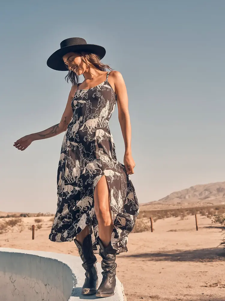 Wrangler Running Wild Maxi Dress Black White