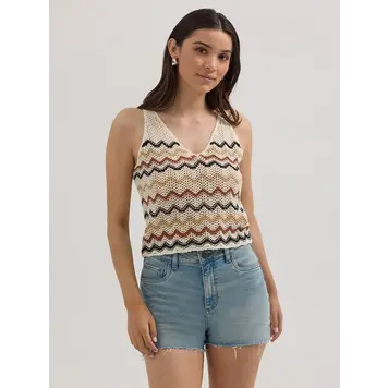 Wrangler Crochet Sweater Tank Chevron White