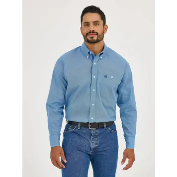 Wrangler George Strait Button Dusty Blue Microdot