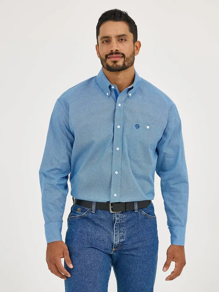 Wrangler George Strait Button Dusty Blue Microdot