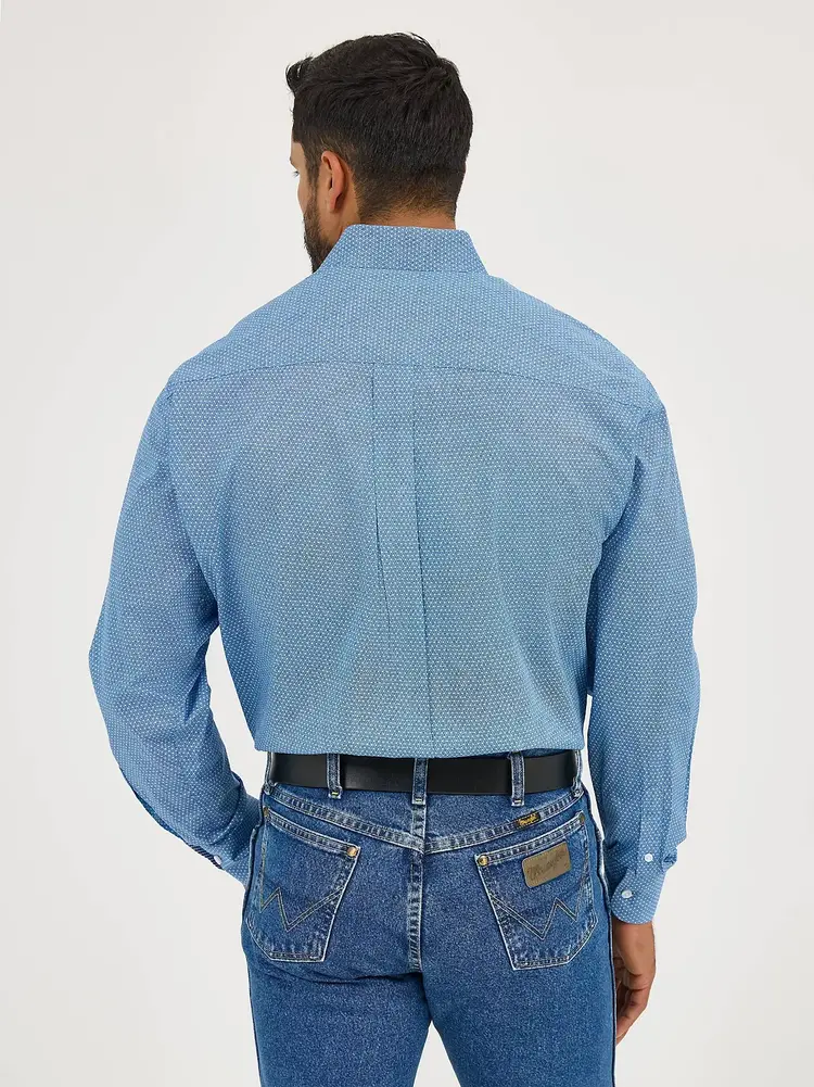 Wrangler George Strait Button Dusty Blue Microdot