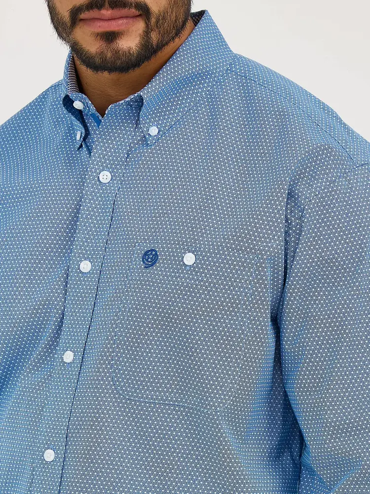 Wrangler George Strait Button Dusty Blue Microdot