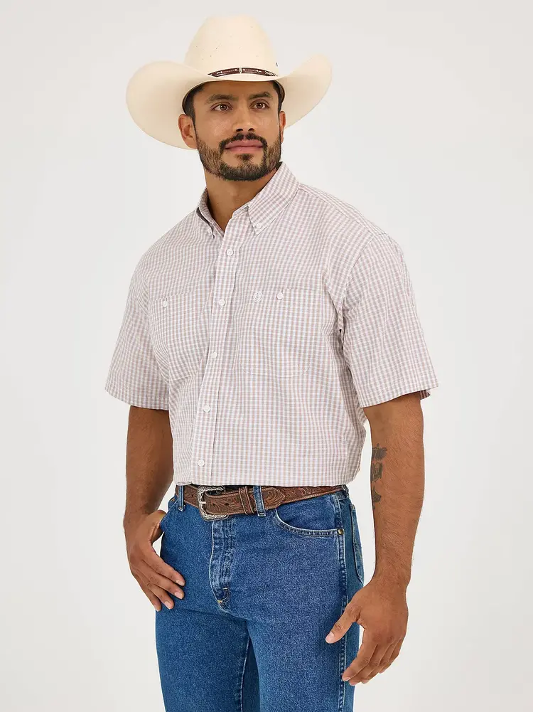Wrangler George Strait Button Creamsicle Check