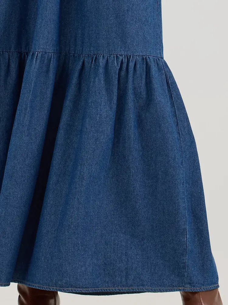 Wrangler Smocked Bodice Denim Maxi Dress