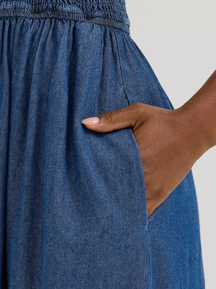 Wrangler Smocked Bodice Denim Maxi Dress