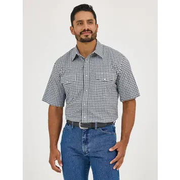 Wrangler Wrinkle Resist Snap Blue Plaid
