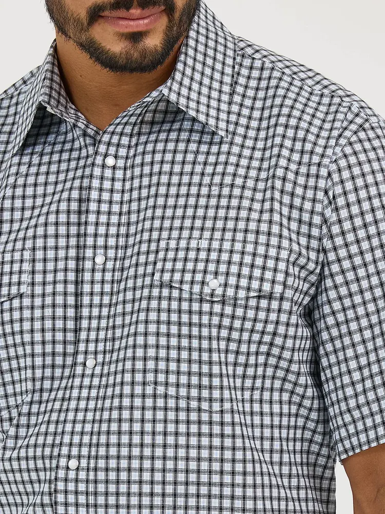 Wrangler Wrinkle Resist Snap Blue Plaid