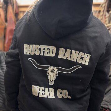 Rusted Ranch Wear Longhorn Logo Hoodie Black