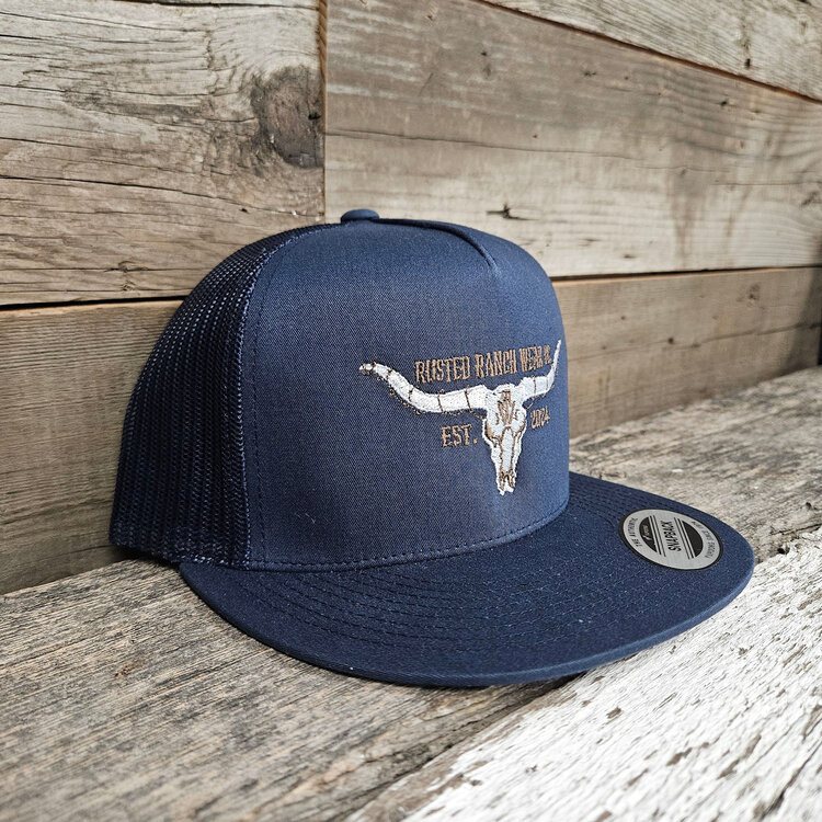 Rusted Ranch Wear Longhorn Light Logo Flat Navy/Navy
