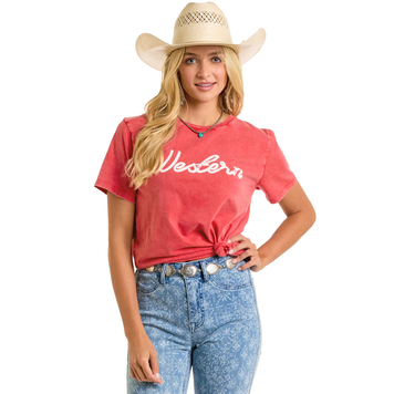 Rock & Roll Denim Western Graphic Tee Red