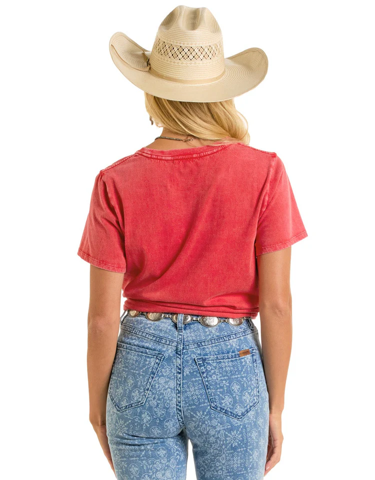 Rock & Roll Denim Western Graphic Tee Red