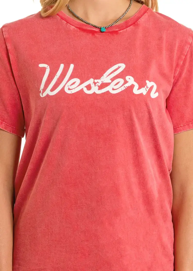 Rock & Roll Denim Western Graphic Tee Red